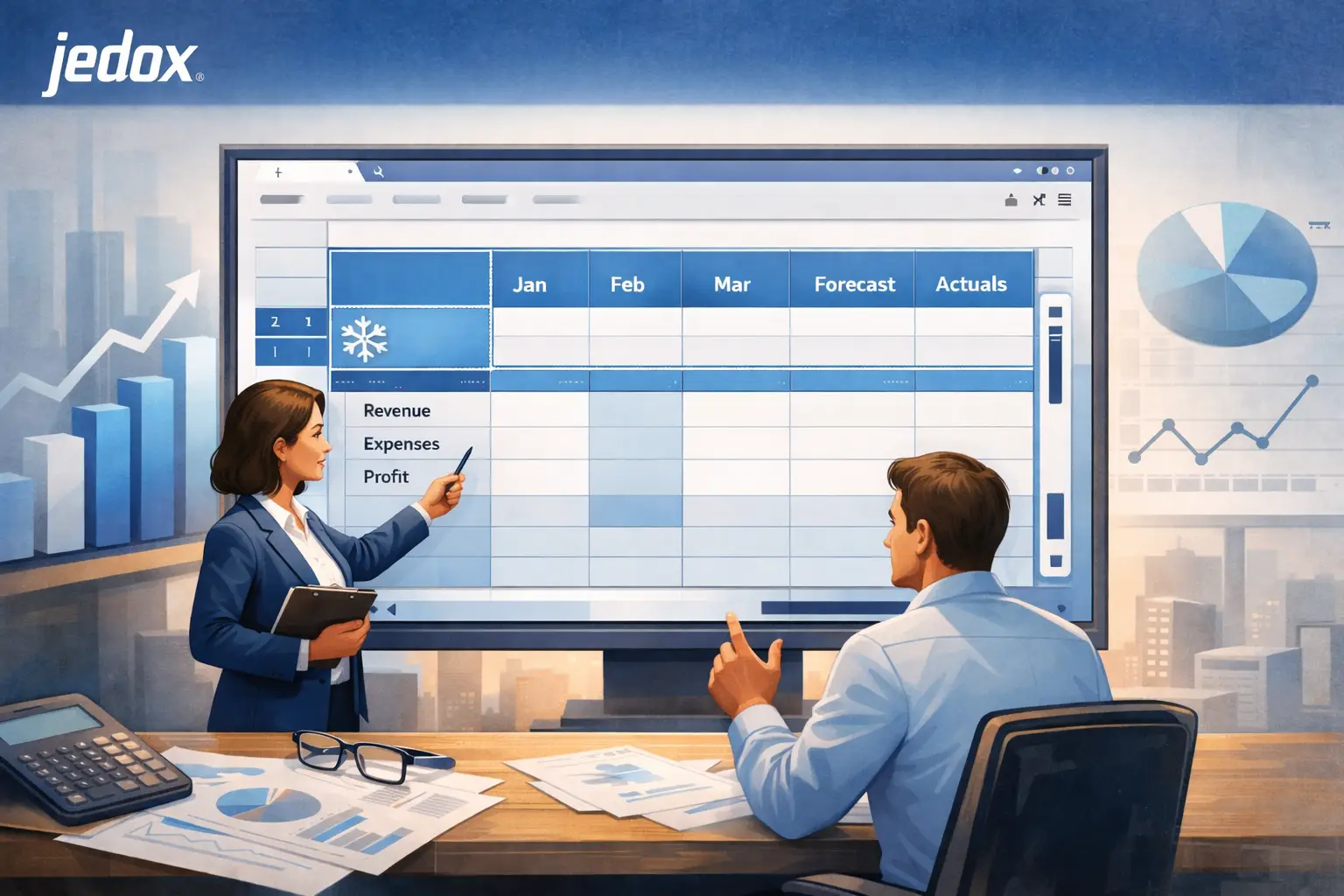 fonctionnalité Freeze Panes jedox